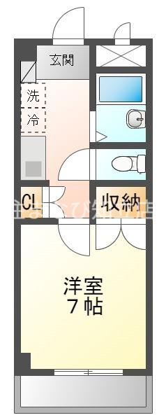 パレス三宝(1K/7階)の間取り写真