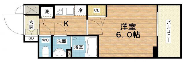 プレサンス梅田東アルファ(1K/6階)の間取り写真