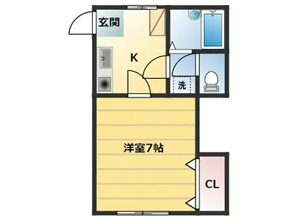 宍倉荘(1K/1階)の間取り写真