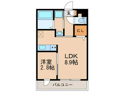 A/RAIDO(1LDK/2階)の間取り写真