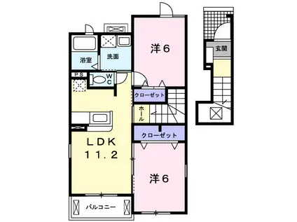 カーサカリーノC(2LDK/2階)の間取り写真