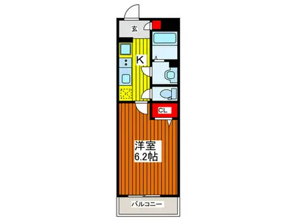 ヴィラ川口元郷(1K/2階)の間取り写真