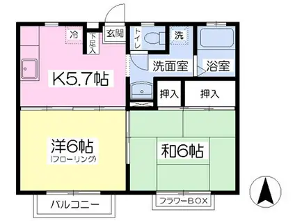 エクセレント八本松(2K/2階)の間取り写真