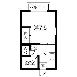 コーポ翠(1K/2階)の間取り写真