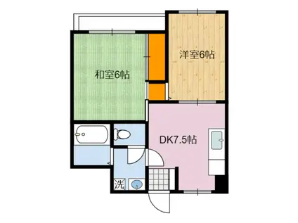 リヴェール(2DK/2階)の間取り写真