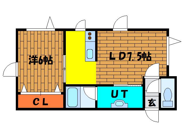 マンションメガロポリス(1LDK/1階)の間取り写真