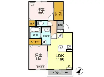 ライフレジデンス 202(2LDK/2階)の間取り写真