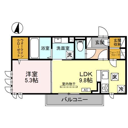 D-ROOM新和 202(1LDK/2階)の間取り写真