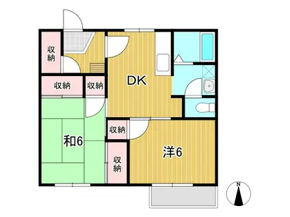 クラルテ南高野(2DK/1階)の間取り写真