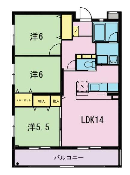 ジューダンブルクII(3LDK/1階)の間取り写真