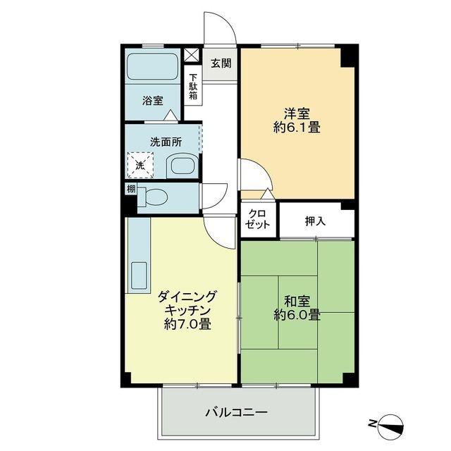 フォブール綾歌(2DK/2階)の間取り写真
