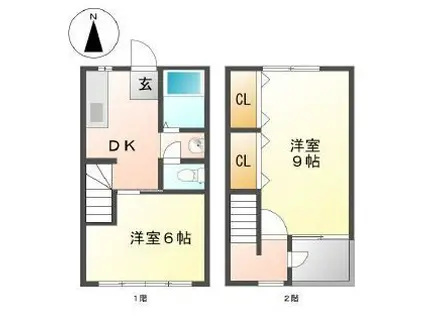 カサブランカ(2K/1階)の間取り写真