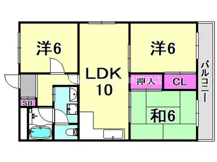 クレール・ド・園田(3LDK/3階)の間取り写真