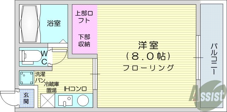 メゾンエイチ(1K/3階)の間取り写真