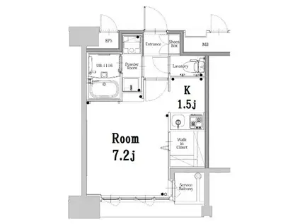 エンクレスト博多GATE(1K/6階)の間取り写真