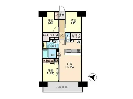 リストレジデンス越谷大袋(3LDK/4階)の間取り写真