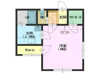 ペガサス(1K/2階)の間取り写真