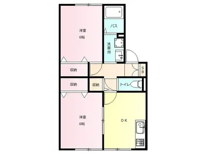 サニーヒルかみや(2DK/1階)の間取り写真