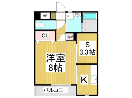 ブランドール(1SK/1階)の間取り写真