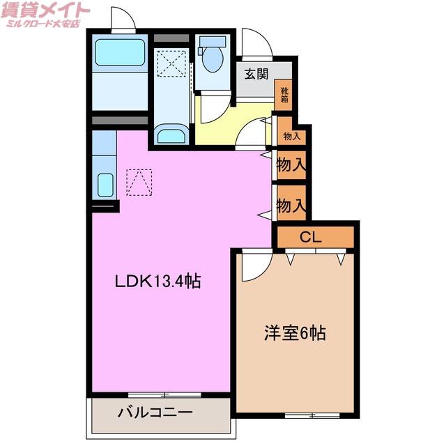 SUNFLOWER I(1LDK/1階)の間取り写真