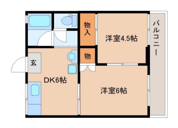 れいろうハイツI(2LDK/1階)の間取り写真