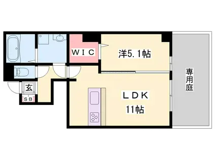 D-ROOM上滝野(1LDK/1階)の間取り写真