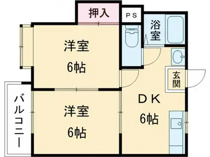 ファーストインプライムハウス I(2DK/3階)の間取り写真