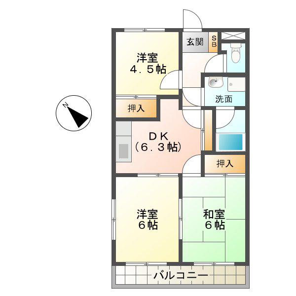 コーハンライズ(3DK/2階)の間取り写真