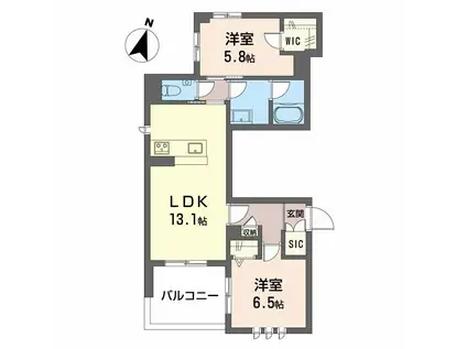 SHAMAISON GARDENS 御影(2LDK/3階)の間取り写真