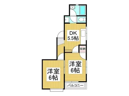 メゾンエソール(2DK/1階)の間取り写真