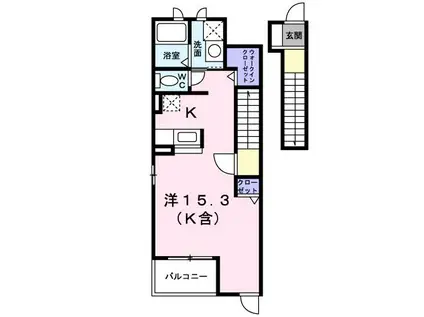 サンライズK II(ワンルーム/2階)の間取り写真