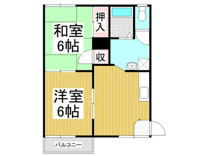 スクエアーハウス(2DK/2階)の間取り写真