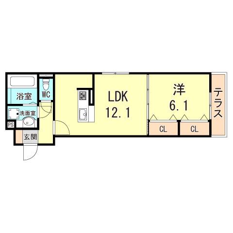 エムライズ材木町(1LDK/3階)の間取り写真