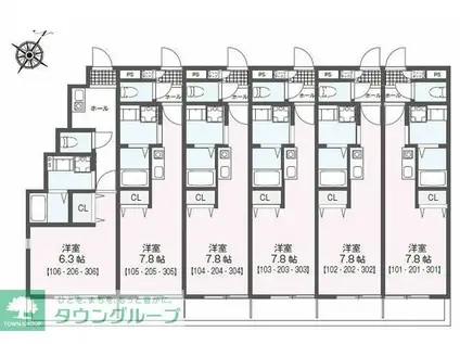 ラージフィールドII(ワンルーム/1階)の間取り写真