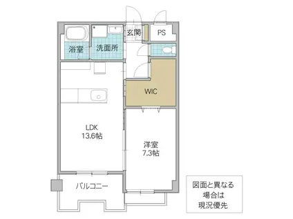 エスペランス大みか(1LDK/4階)の間取り写真