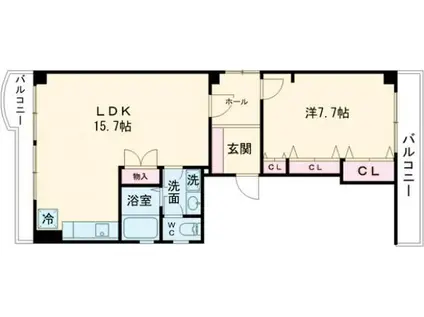 アカカベビル(1LDK/3階)の間取り写真