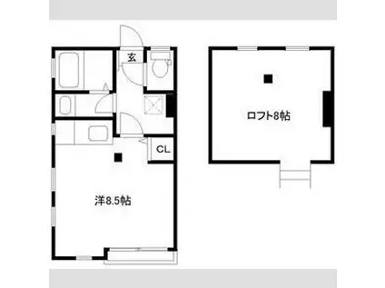 エクセルシャトー国見ケ丘 II(ワンルーム/1階)の間取り写真