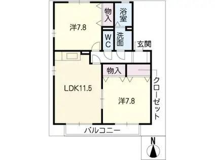 桜ファミリー吉根(2LDK/2階)の間取り写真