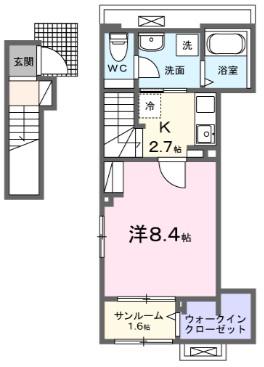 メルヴェーユ M・II(1K/2階)の間取り写真