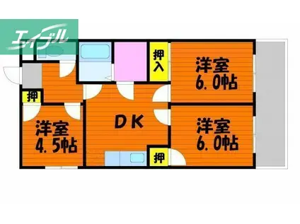 メゾン西ウィング(3DK/2階)の間取り写真