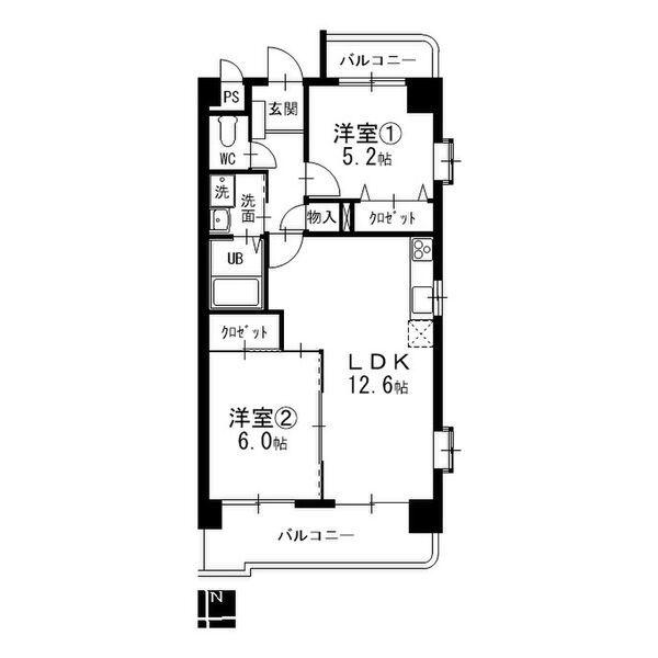 MS HOUSE AKANABE(2LDK/6階)の間取り写真