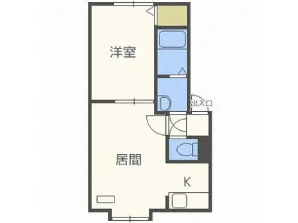 CONFIDENCE菊水元町(1LDK/2階)の間取り写真
