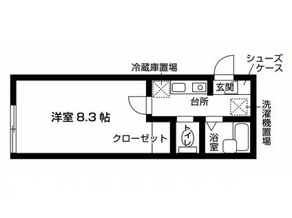 エムアイガーデン調布(1K/2階)の間取り写真