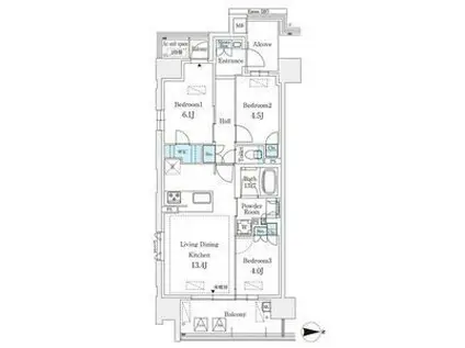 GRANPASEO丸の内(3LDK/2階)の間取り写真