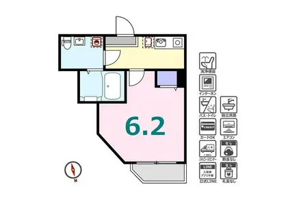 ヴィラージュ(1K/1階)の間取り写真