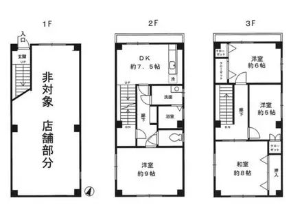 友田町メゾネット(4DK/1階)の間取り写真