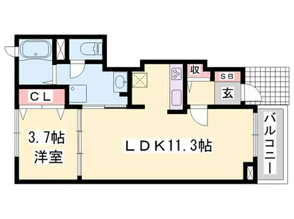 クレイン フィールドII(1LDK/1階)の間取り写真