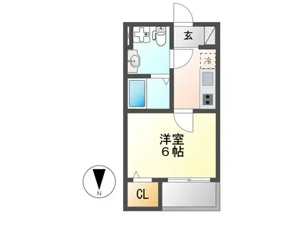 シャインスター(1K/2階)の間取り写真