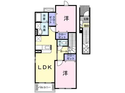 植松グランコ一ト A(2LDK/2階)の間取り写真