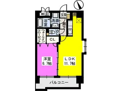 ベスタ櫛原(1LDK/8階)の間取り写真